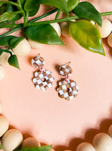 Load image into Gallery viewer, Woodgrain Checkered Flower Power Earrings
