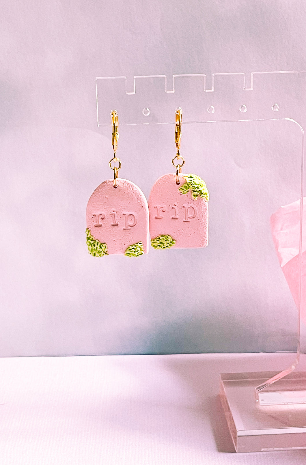 Pastel Pink Tombstone Earrings