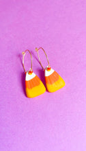 Load image into Gallery viewer, Candy Corn Hoop Earrings
